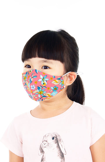 KIDS Island Escapade Pure Cotton Face Mask - Coral